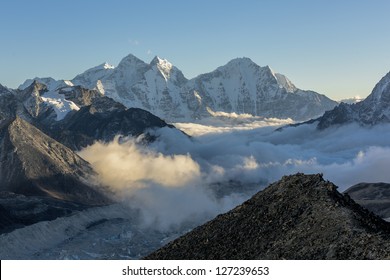 Evening view from the Kala Patthar to the south - Everest region, Nepal - Shutterstock ID 127239653