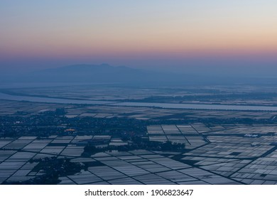 Evening View From Moriyama To Hachirogata In Spring Haze