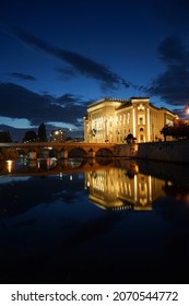 Evening view of the National Library and City Hall in Sarajevo