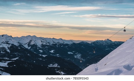 Evening View Over The Mountains At Méribel Ski Station