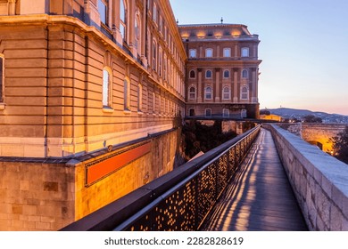 Evening view of a pathway on fortification walls of Buda castle in Budapest, Hungary - Shutterstock ID 2282828619