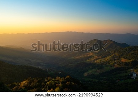 Evening view from Phu Chi Dao, Tambon Po, Amphoe Wiang Kaen, Chiang Rai, Thailand