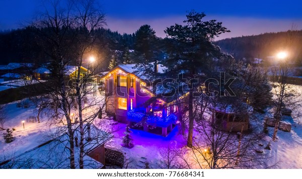 Evening View Private Houses Winter New Stock Photo Edit Now