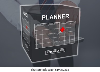 Event adding on planner concept illustrated by a picture on background