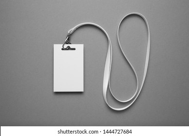 Event badge lanyard, name tag id. Visitor card blank, vip backstage mockup. - Shutterstock ID 1444727684