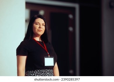 
 Event Coordinator Standing Wearing a Professional Badge. Confident authorized personal member with blank name-tag 
 - Powered by Shutterstock