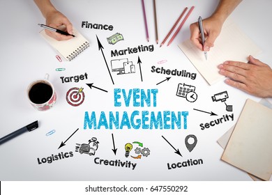 Event management Concept. The meeting at the white office table