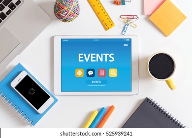 EVENTS CONCEPT ON TABLET PC SCREEN