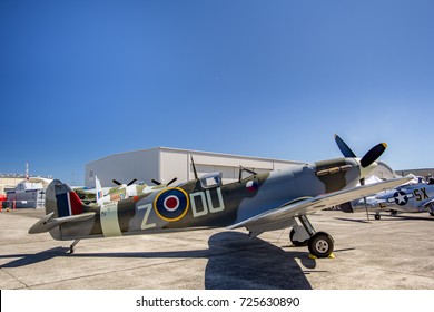 Everett, WA Aug 26, 2017 - A Supermarine Spitfire Parked At The Flying Heritage Collection Museum For Their Annual European Theater Day Event