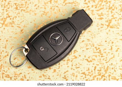 Everett, WA - USA - 02-04-2022: Mercedes Car Remote Access Key Fob