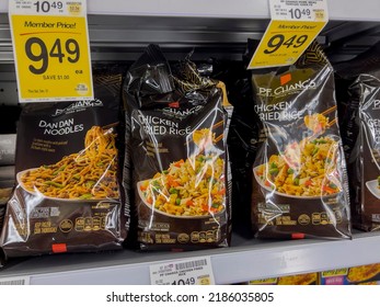 Everett, WA USA - Circa August 2022: Angled, Selective Focus On P. F. Changs Freezer Meals For Sale Inside An Albertsons Grocery Store