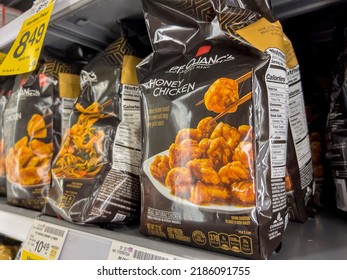 Everett, WA USA - Circa August 2022: Angled, Selective Focus On P. F. Changs Freezer Meals For Sale Inside An Albertsons Grocery Store