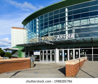 Everett, WA, USA - June 07, 2021; Angel Of The Winds Arena In Everett, Washington.  The Multi-purpose Facility Is An Entertainment Venue In The Downtown District Which Hosts A Junior Hockey Team