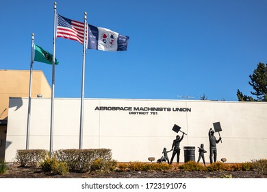 Everett, Washington / USA - March 9 2020: Aerospace Machinists Union District 751 Office Near The Boeing Manufacturing Plant In Everett