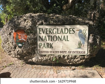 Everglades National Park Entrance Sign In Miami, Florida