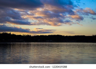 Evergreen State College Beach With Sunset.