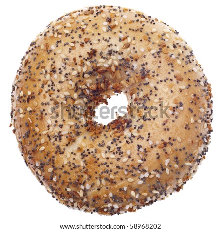 Everything Bagel Isolated on White with a Clipping Path.