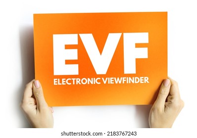 EVF - Electronic viewfinder acronym on card, technology concept background