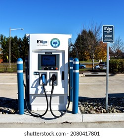 EVgo - Electric Car Charging Station, Manassas, Virginia, USA, November 24, 2021