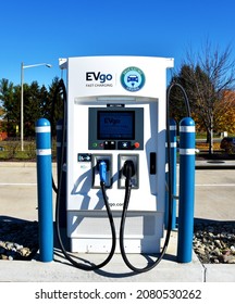 EVgo - Electric Car Charging Station, Manassas, Virginia, USA, November 24, 2021