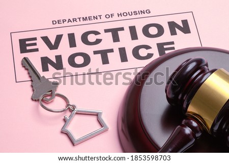 Eviction Notice Ruling With Gavel and House Keys.