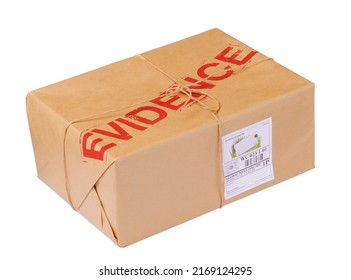 Evidence Box Isolated On White With A Label On The Side