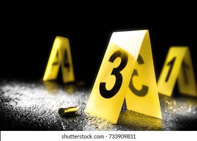 Evidence Markers On The Floor /high Contrast Image
