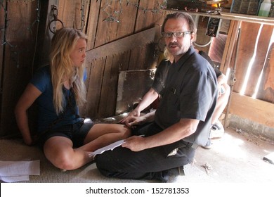 Evie Thompson, Michael Biehn On The Set Of 