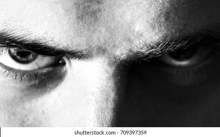 evil, angry, serious, eyes, look man, looking into the camera, black and white portrait
