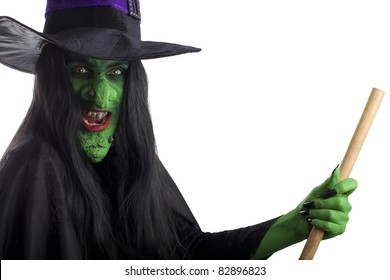 Evil Witch Her Broom White Background Stock Photo (Edit Now) 82320985