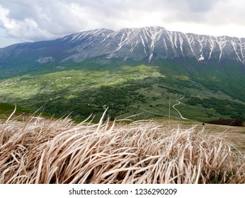 evocative image with the background of the Maiella mountains in Abruzzo (Italy) - Shutterstock ID 1236290209