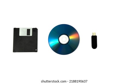 Evolution of memory cards, floppy disks, CDs and USB keys - Shutterstock ID 2188190637