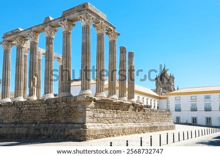 Evora, Portugal. Roman temple of Diana from 1 century AD in the center of Evora.