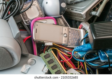e-Waste including smartphones, memory, cables