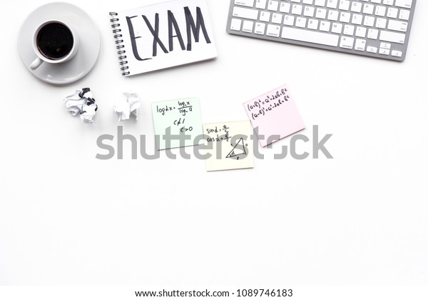 Exam Concept Lettering Exam Notebook On Stock Photo Edit Now