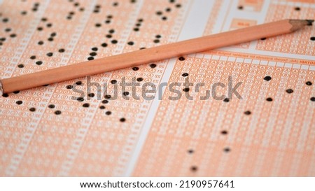 Exam, optical reader and pen. Test concept. Selective focus.