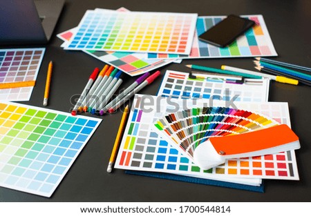 Example of color swatch and work equipment for designers.