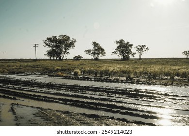 example of damaged and flooded roads