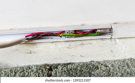 Example Of Dangerous Do-it-yourself (DIY) Electrical Wiring That Leaves The Copper Exposed And Wrapped Loosely Around The Green And Yellow Striped Earth Wire. Shoddy Work Risks Fire And Electrocution.