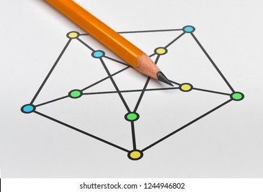Example of graph called Petersen graph and vertex coloring - Shutterstock ID 1244946802