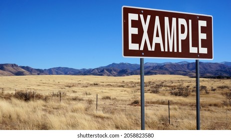 Example Word On Road Sign And Blue Sky