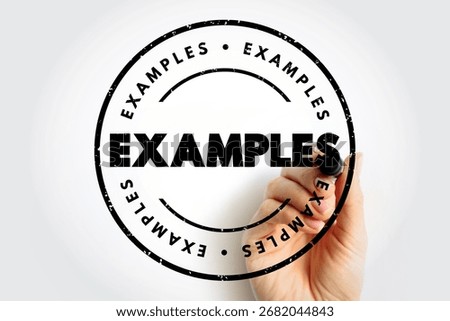 Examples text stamp, concept background