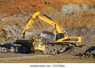 Excavation Equipment Moving Blasted Rock During Stock Photo 47274061 ...