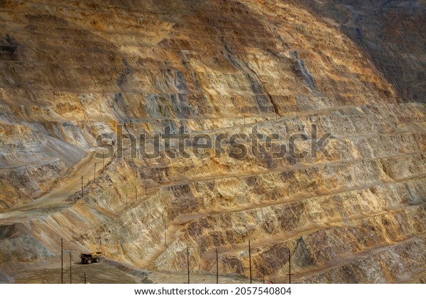 Excavation open pit mine. Copper, gold and\
silver mine\
operation