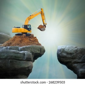 Excavator Digging Big Hole. 