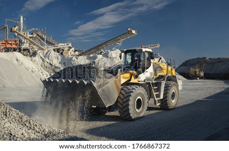 Similar – Bucket-wheel excavator in the Garzweiler 2 open-cast lignite mine, lignite-fired power plants in the background