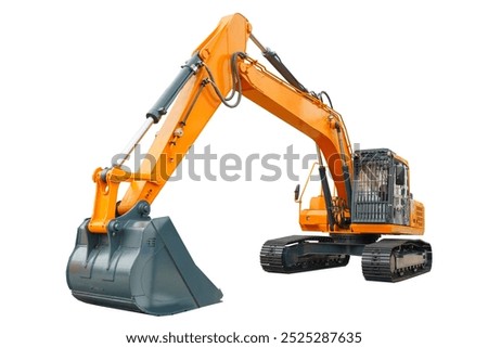 Excavator isolate. Crawler construction excavator for earthworks. Construction equipment