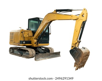 Excavator isolated on transparent background, PNG File.