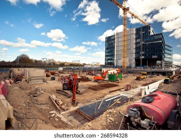 Excavator On Construction Site