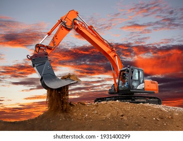 excavator at work on construction site - Shutterstock ID 1931400299